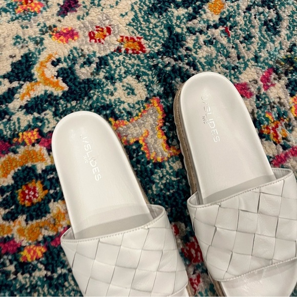 J/Slides Sandals Women's 8.5 Rollie Woven Slip On Espadrille Sporty Leather - Picture 3 of 7